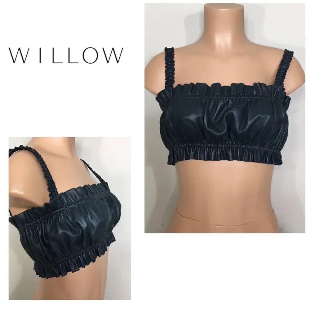 New. WILLOW dark green faux leather crop top. Could fit multiple sizes.